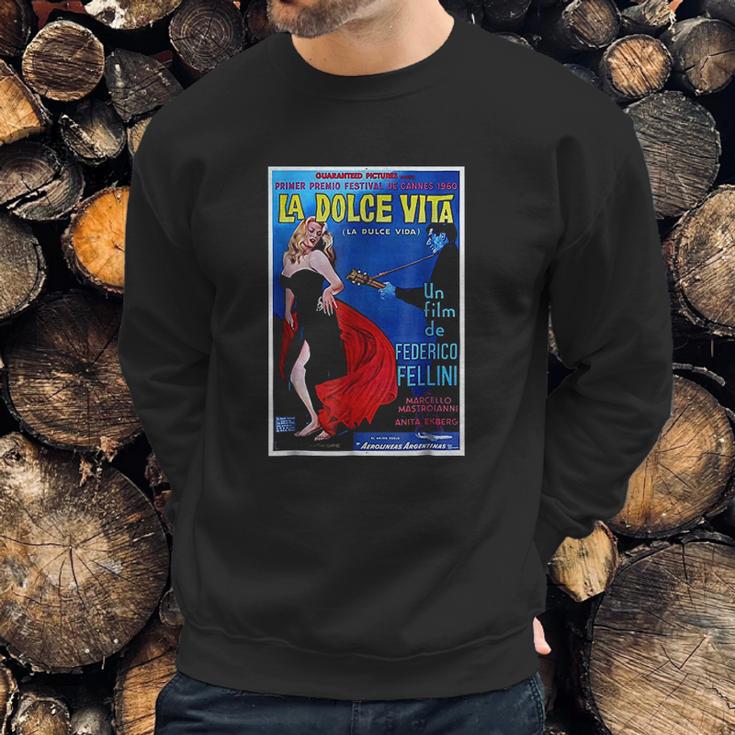 Fellini 1960 Movie Poster Reproduction Sweatshirt Gifts for Him