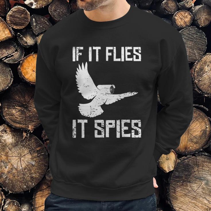 If It Flies It Spies Conspiracy Theory Birds Aren’T Real Gift Graphic Design Printed Casual Daily Basic Sweatshirt Gifts for Him