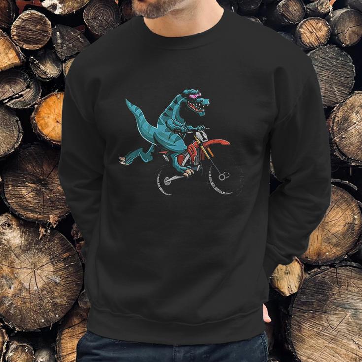 Funny Dino On Bike Trex Lover Rider Motorcycle Sweatshirt Gifts for Him