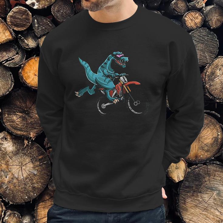 Funny Dino On Dirt Bike Trex Lover Rider Motorcycle Riding Sweatshirt Gifts for Him