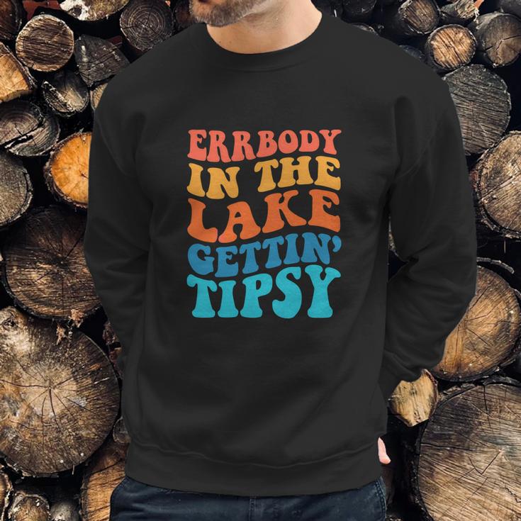 Funny Everybody In The Lake Getting Tipsy Retro Groovy Sweatshirt Gifts for Him