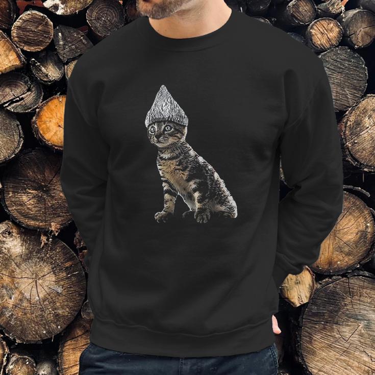 Funny Halloween Cat Tin Foil Hat Conspiracy For Men Sweatshirt Gifts for Him