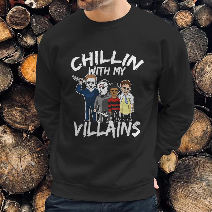 Funny Halloween Chillin With My Villains Sweatshirt Gifts for Him