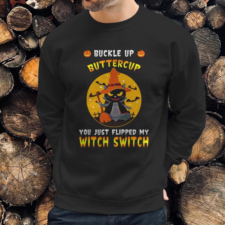 Funny Halloween Cute Halloween Buckle Up Buttercup You Just Flipped My Switch Sweatshirt Gifts for Him