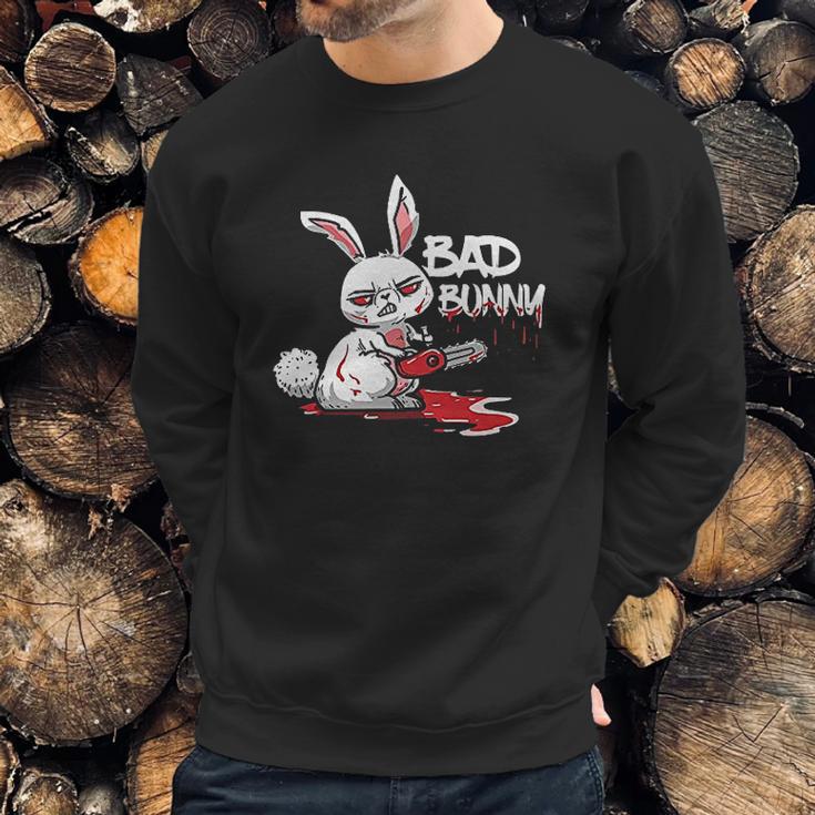 Funny Horror Rabbit Halloween Gift Evil Bad Bunny Sweatshirt Gifts for Him