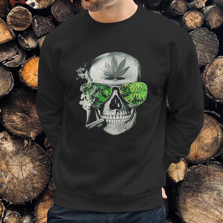 Funny Style Cannabis Marijuana Skull Mens Sweatshirt Gifts for Him