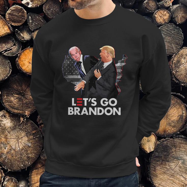 Funny Trump Slap Biden Go Lets Anti Democrat Graphic Design Printed Casual Daily Basic Sweatshirt Gifts for Him