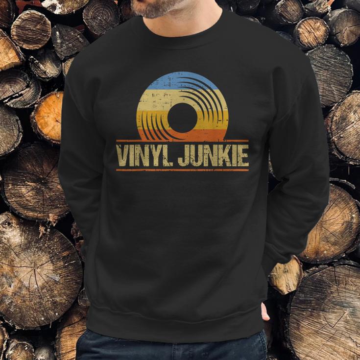 Funny Vinyl Junkie Record Collector Player Dj Sweatshirt Gifts for Him