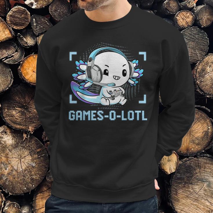 Gamesolotl Axolotl Video Gamer Kawaii Pastel Goth Anime Boys V5 Sweatshirt Gifts for Him