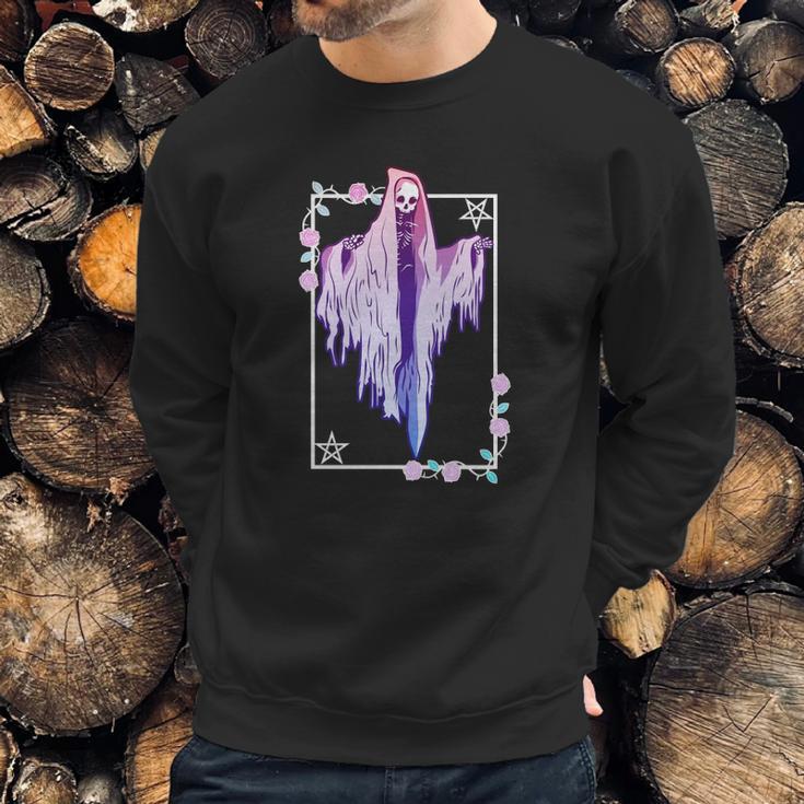 Ghost And Roses Wiccan Kawaii Pastel Goth Occult Emo Alternative Classic Sweatshirt Gifts for Him