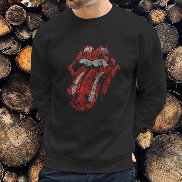 Girls Rolling Stones Distressed Tongue Sweatshirt Gifts for Him