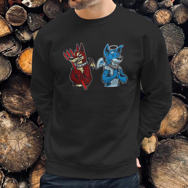 Good Vs Evil Doberman Pinscher Wolf Dog Furry Sweatshirt Gifts for Him