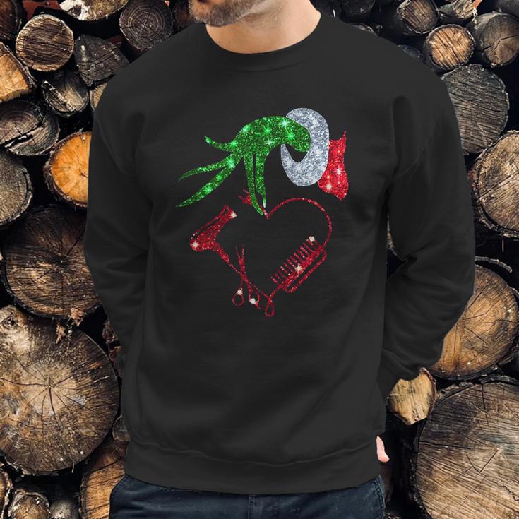 Grinch Hand Holding Love Hair Stylist Sweatshirt Gifts for Him