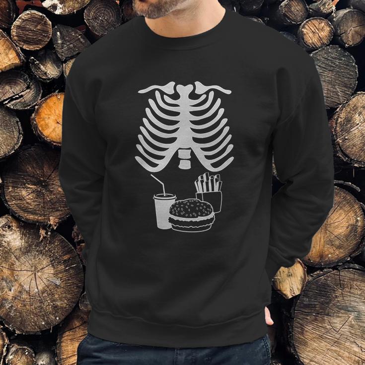 Halloween Rib Cage Skeleton Junk Food Belly Xray Sweatshirt Gifts for Him