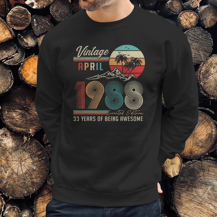 Happy 33Rd Birthday Vintage April 1988 33 Years Old Sweatshirt Gifts for Him