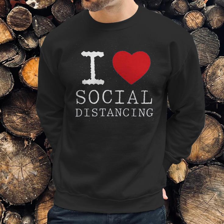 I Heart Social Distancing Funny Letter Graphic Sweatshirt Gifts for Him