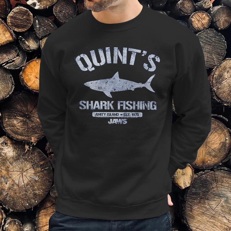 Jaws Distressed Quints Shark Fishing Royal Heather Sweatshirt Gifts for Him