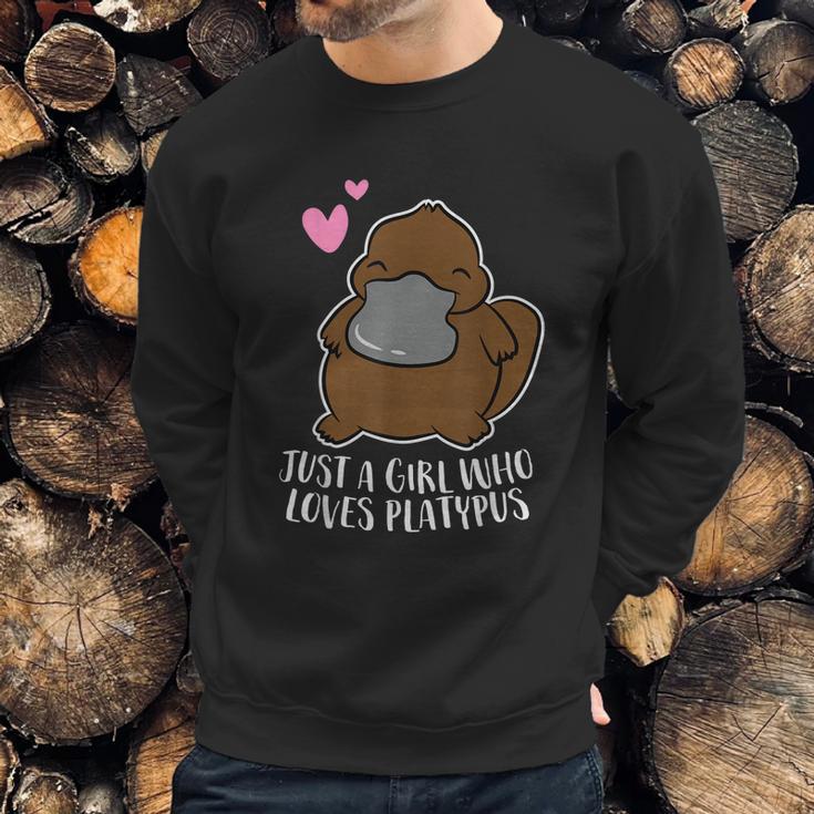 Just A Girl Who Loves Platypus Cute Platypus Girl Graphic Design Printed Casual Daily Basic Sweatshirt Gifts for Him