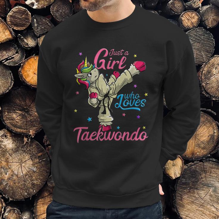 Just A Girl Who Loves Taekwondo Unicorn Tae Kwon Do Gift Graphic Design Printed Casual Daily Basic Sweatshirt Gifts for Him