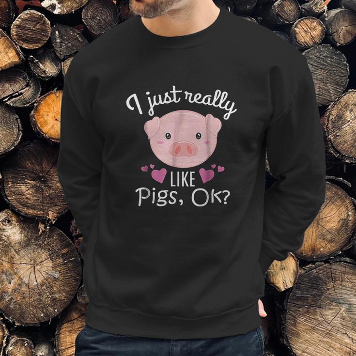 I Just Really Like Pigs Ok Cute Animal Piggy Sweatshirt Gifts for Him