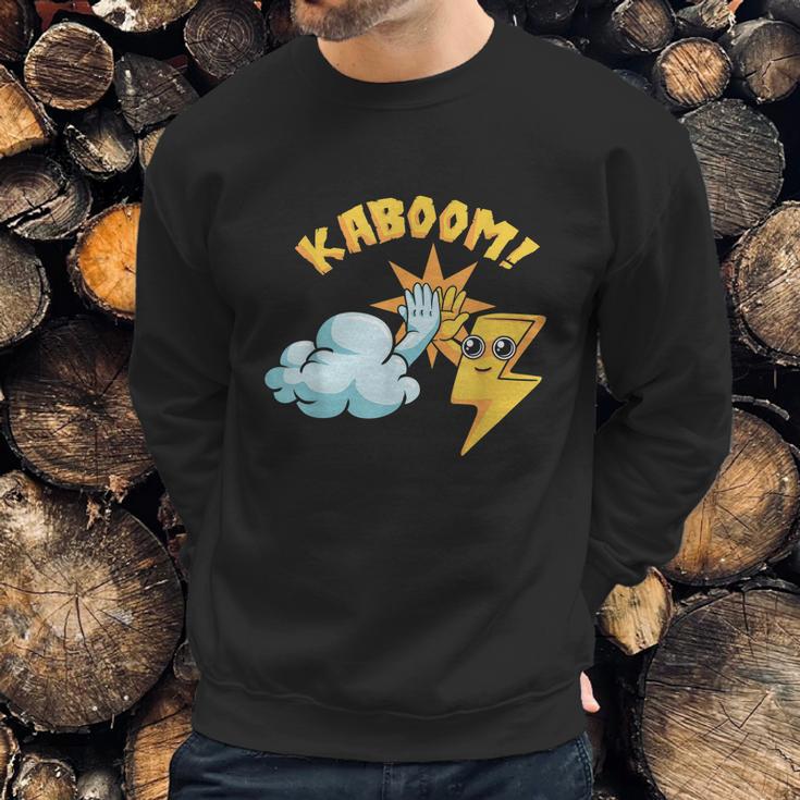 Kaboom Cloud Lightning Electrical Storm Thunder Bolt Humor Graphic Design Printed Casual Daily Basic Sweatshirt Gifts for Him