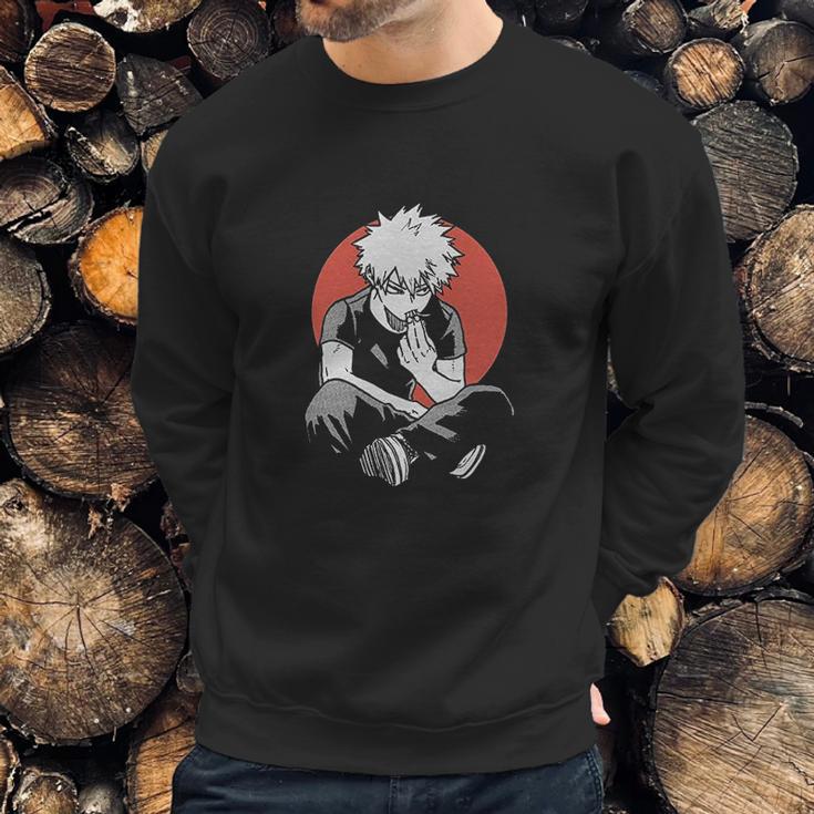 Katsuki Bakugo Eating Fries My Hero Academia Boku No Hero Academia Sweatshirt Gifts for Him