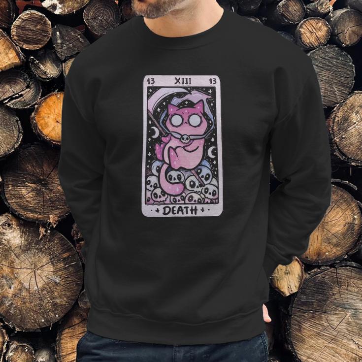 Kawaii Pastel Goth Art The Death Tarot Cute Cat Creepy Art Sweatshirt Gifts for Him