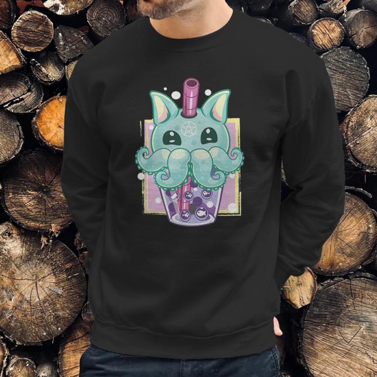 Kawaii Pastel Goth Creepy Creature Boba Bubble Tea Vaporwave Sweatshirt Gifts for Him