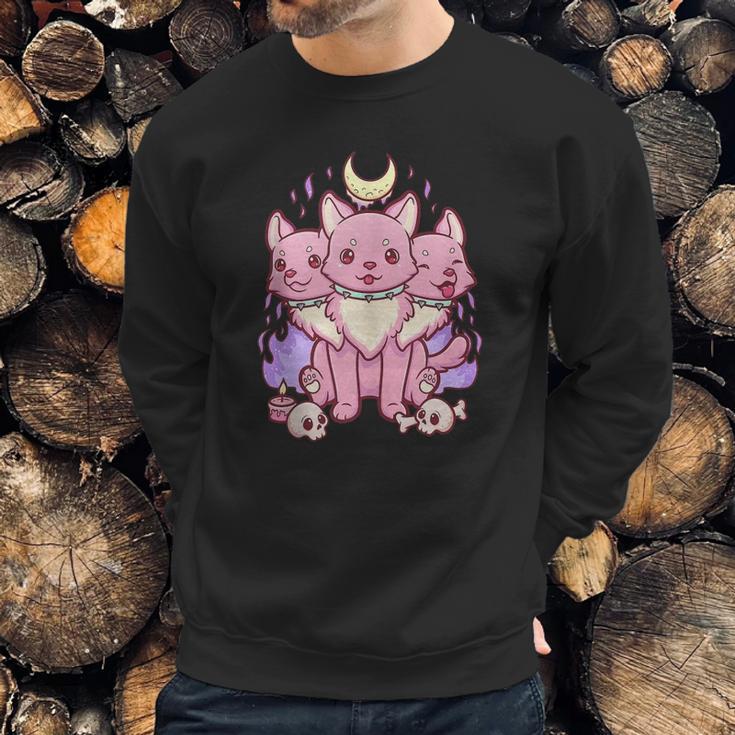 Kawaii Pastel Goth Cute Creepy 3 Headed Dog Sweatshirt Gifts for Him