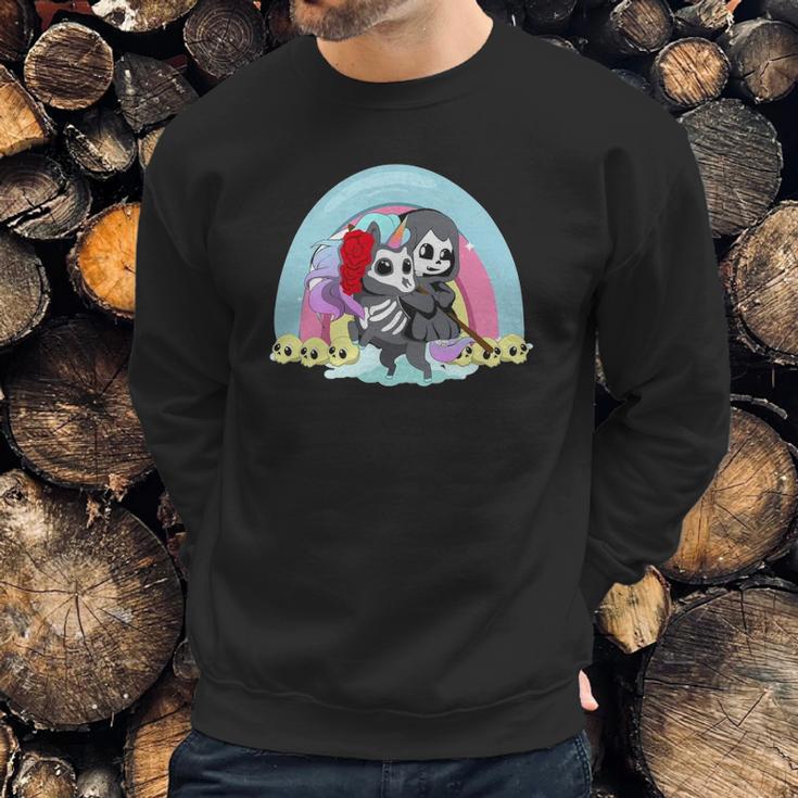 Kawaii Pastel Goth Unicorn And Grim Reaper Creepy Unicorn Sweatshirt Gifts for Him