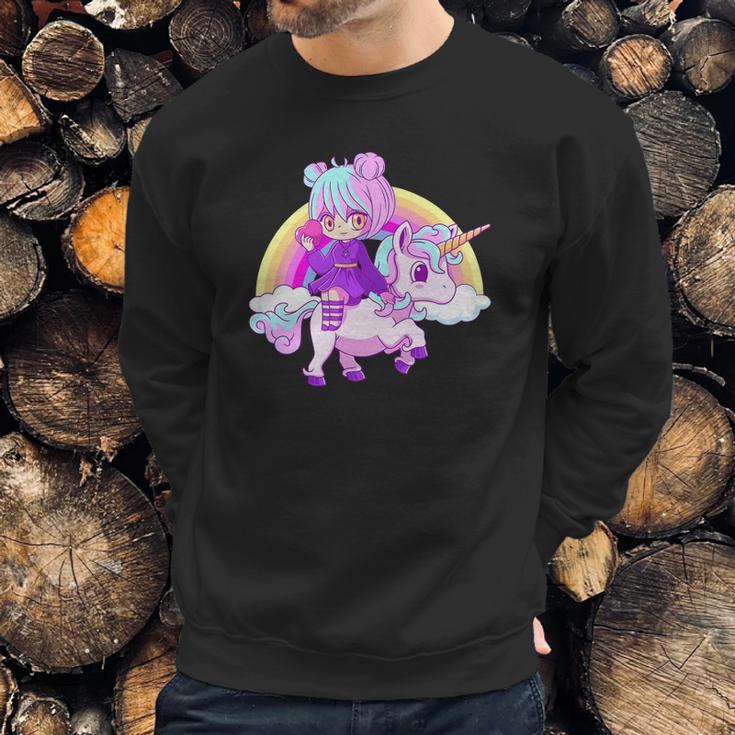 Kawaii Pastel Goth Unicorn Japanese Anime Girl Menhera Sweatshirt Gifts for Him