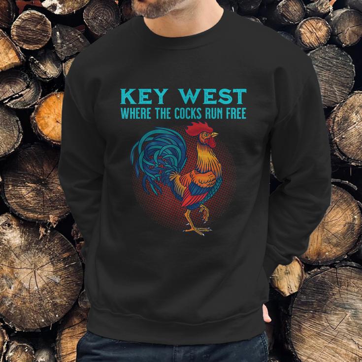 Key West Florida Where The Cocks Run Free Sweatshirt Gifts for Him