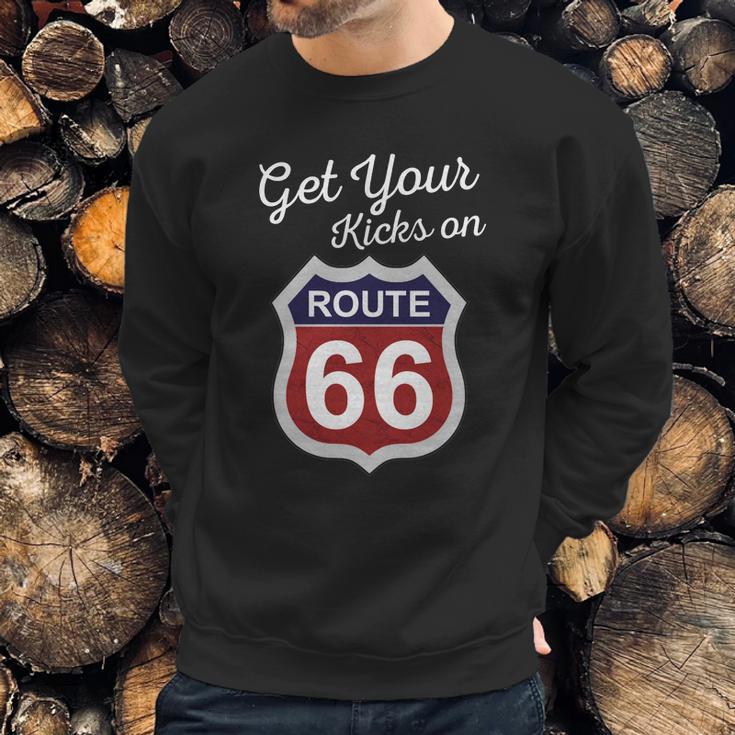 Get Your Kicks Route 66 Distressed &S Sweatshirt Gifts for Him