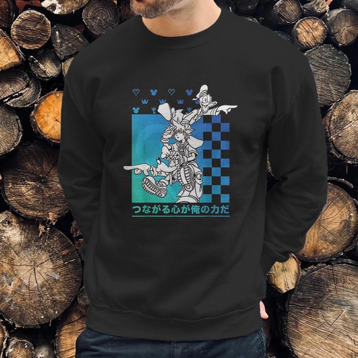 Kingdom Hearts Sora Donald Goofy Kanji Checkerboard Sweatshirt Gifts for Him