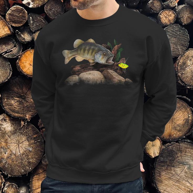 Largemouth Bass Chasing A Vertical Fishing Lure Sweatshirt Gifts for Him