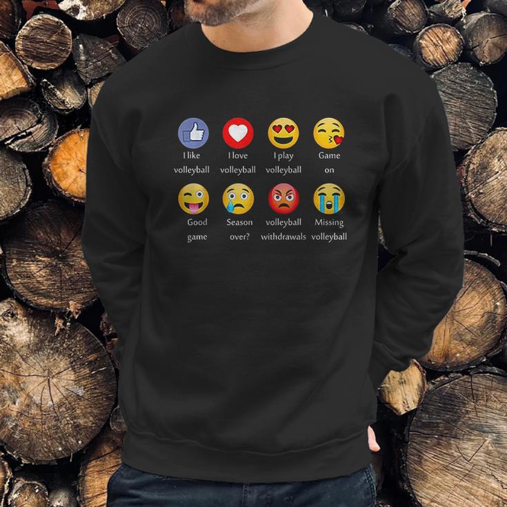 I Love Volleyball Funny Emoji Emoticons Graphic Sweatshirt Gifts for Him