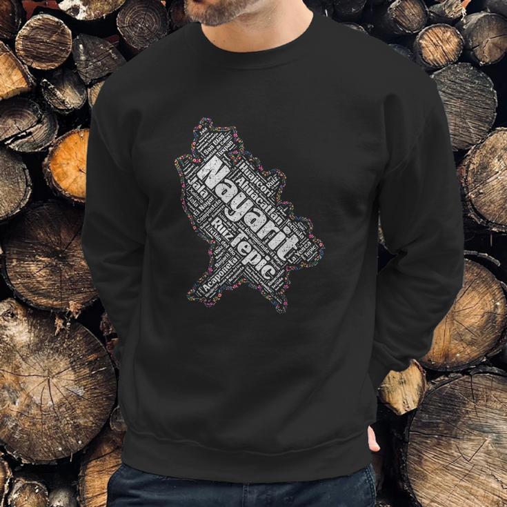 Mapa De Nayarit Mexico Y Municipios Flores Mexicanas Sweatshirt Gifts for Him