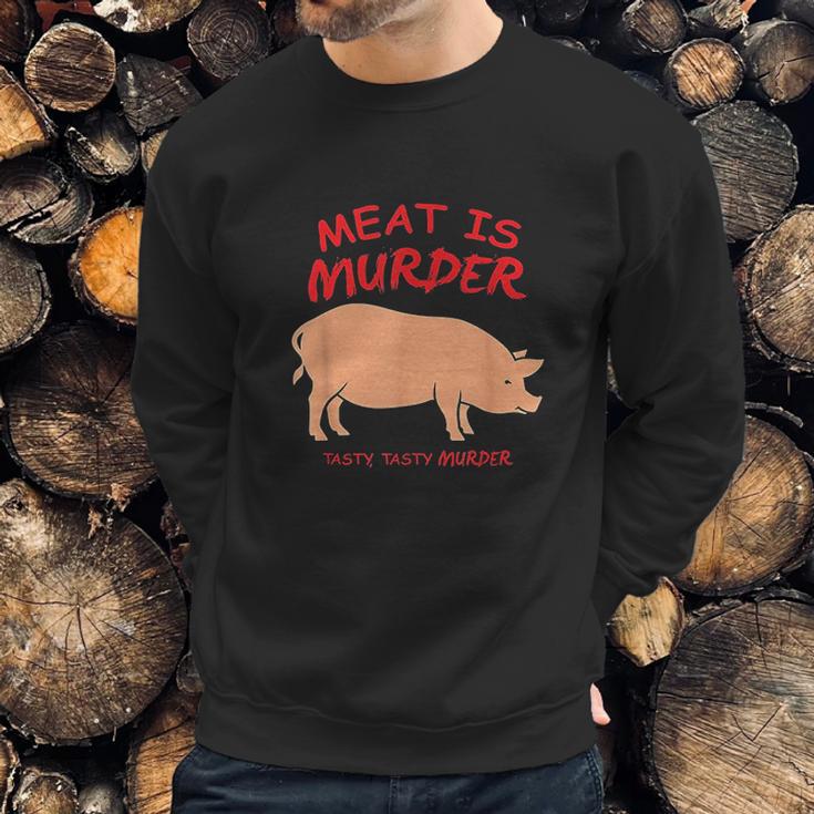 Meat Is Murder Tasty Murder Bacon By Zany Sweatshirt Gifts for Him