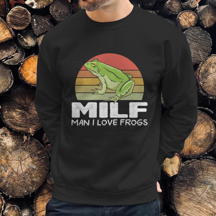 Milf Man I Love Frogs Funny Saying Frog Lovers Graphic Design Printed Casual Daily Basic Sweatshirt Gifts for Him