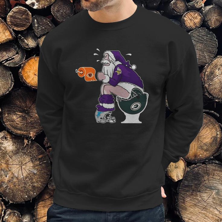 Minnesota Vikings Vs Detroit Lions Chicago Bears Green Bay Packers Santa Claus Shirt Sweatshirt Gifts for Him