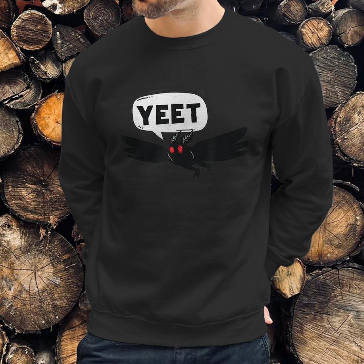 Mothman Says Yeet Funny Cute Cryptid Graphic Design Printed Casual Daily Basic Sweatshirt Gifts for Him