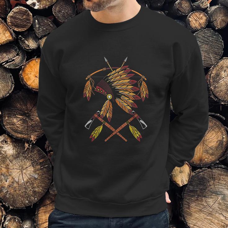 Native American War Bonnet Bow Arrows Feathers And Tomahawk Sweatshirt Gifts for Him