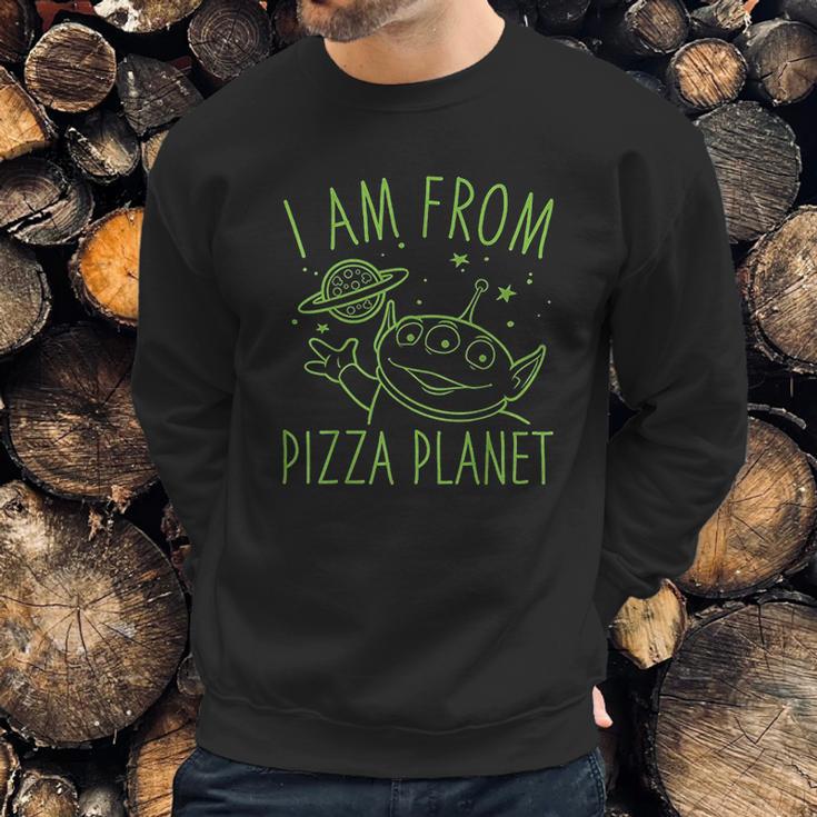 Neon Green Alien Pizza Planet Sweatshirt Gifts for Him