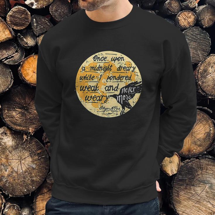 Once Upon A Midnight Edgar Allan Poe Raven Quote Nevermore Sweatshirt Gifts for Him