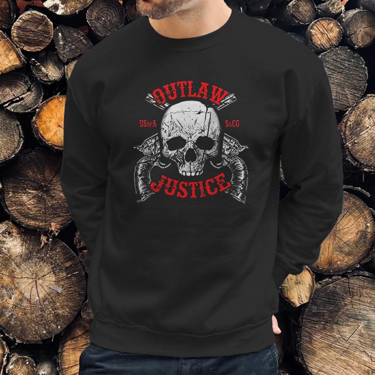 Outlaw Justice With Skull And Pistols Sweatshirt Gifts for Him