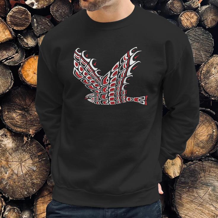 Pacific Northwest Red Tail Hawk Native American Style Art Sweatshirt Gifts for Him