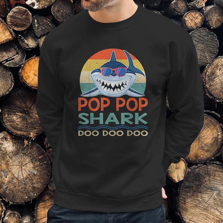 Pop Pop Shark Doo Doo Doo Vintage Matching Family Sweatshirt Gifts for Him