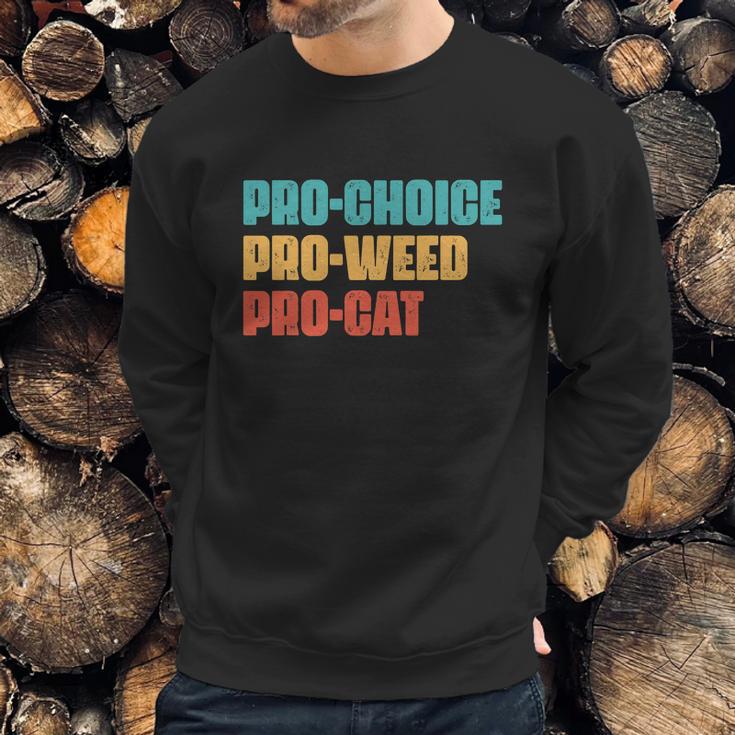 Pro Choice Pro Weed Pro Cat Retro Vintage Sweatshirt Gifts for Him