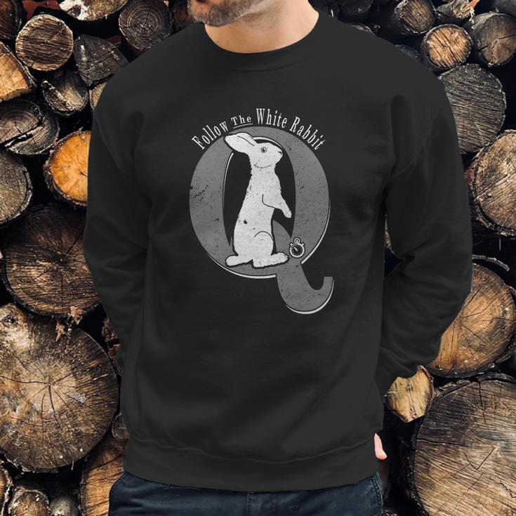 Q Anon T-Shirt Follow The White Rabbit Pocket Watch Wwg1wga Sweatshirt Gifts for Him