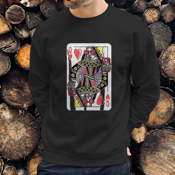 Queen Of Hearts Playing Card Sweatshirt Gifts for Him